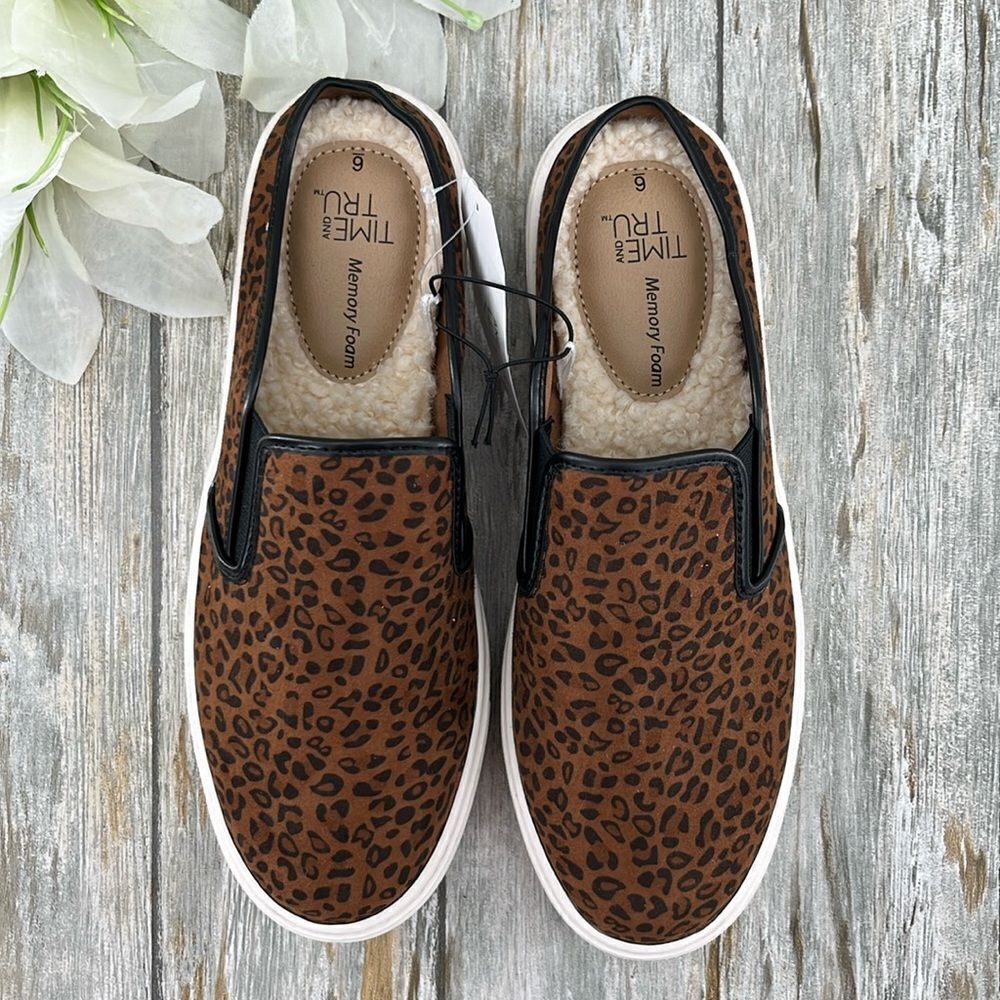 Women’s Leopard Print Twin Gore Mules Slip-on Shoes Size 6